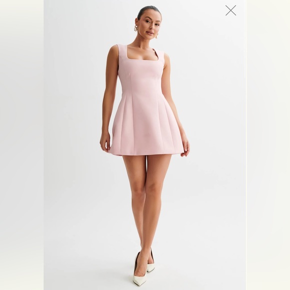 MESHKI Lysandre Crepe Mini Dress Baby Pink - Picture 2 of 5